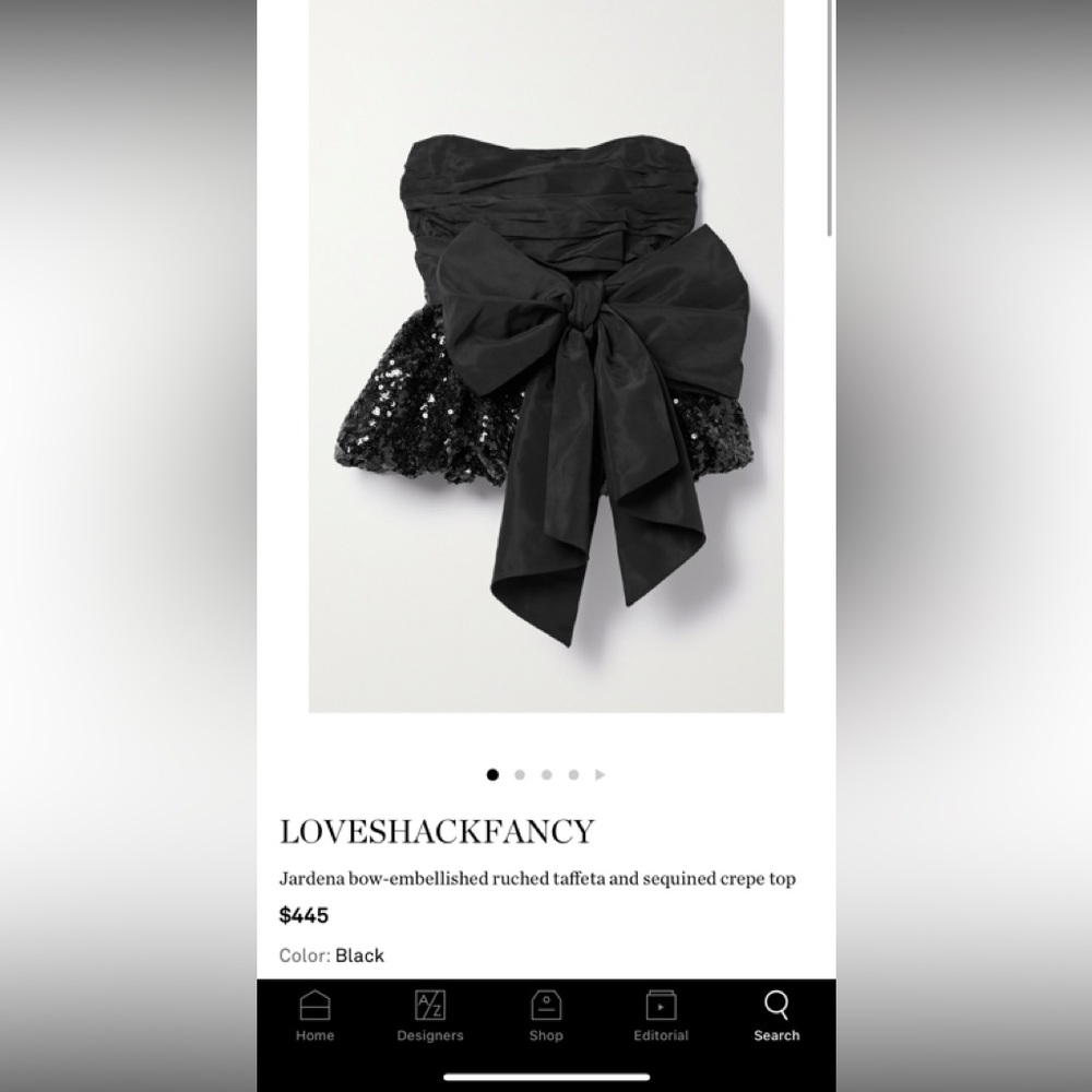 LoveShackFancy Jardena bow-embellished ruched taffeta and sequined crepe top